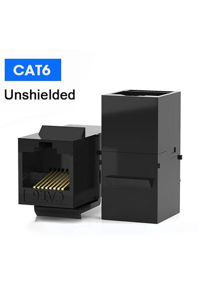ZoeRax 12 قطعة من موصلات كيستون من نوع CAT6 من ZOERAX RJ45 Cat6 Cat5e باللون الأسود، مقبس كيستون من نوع Cat6 Cat5e من أنثى إلى أنثى،