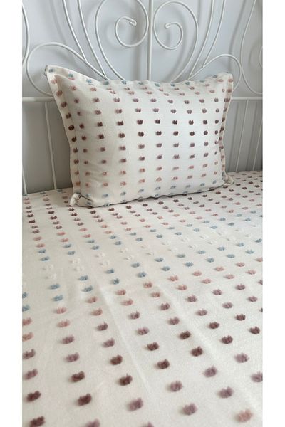 Decamor home Model Lalele Ecru Roz Albastru Cuvertură de pat / Set Pique Single