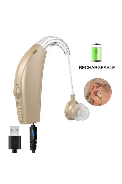 Choice Beige Noise Reduction Sound Amplifier Bte Hearing Aid Single Piece Rechargeable For Deafness