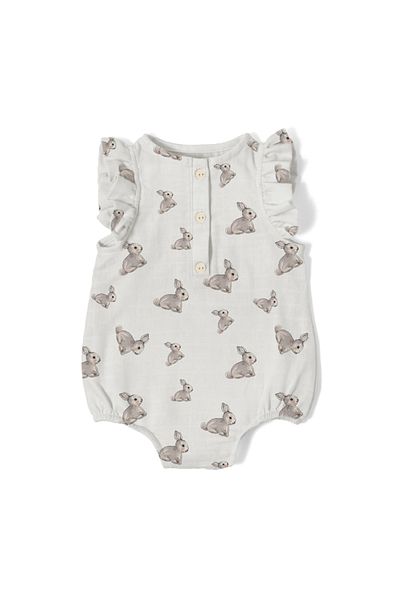 DEUX LAPINS 100% Cotton Muslin Baby Girl Ruffled Sleeveless Jumpsuit - Iconique Lapin