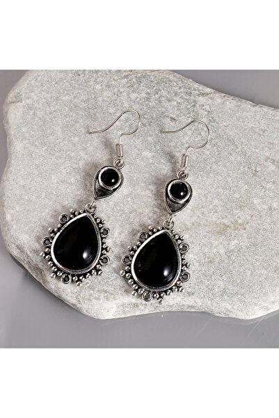 Choice E907-1 Vintage Black Stone Drop Earring Jewelry Geometric Triangle Hol...