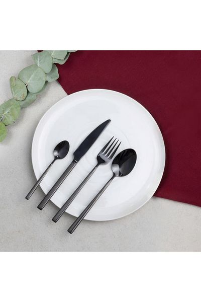 Ambition Stainless steel cutlery set, 24 pieces, 6 people, black, Como Black