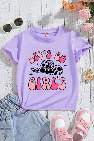 MYADA Tricou premium pentru fete, cu imprimeu Lets Go Girl, în tendințe 23567