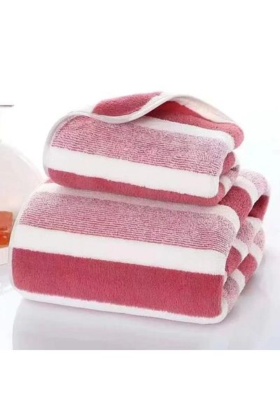 Choice Red And White Bar 【hot Sales】2pc High-density Coral Velvet Striped Towel Wholesale Home Color Strip