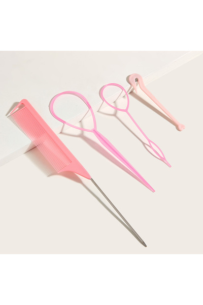 Choice مجموعة مكونة من 4 قطع وردية اللون، أداة ضفيرة فرنسية، حلقة، أشرطة شعر ...