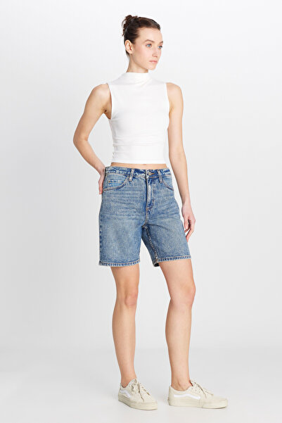 Lee Slim Fit Dar Kesim Normal Bel Mavi Bermuda Jean Kot Şort