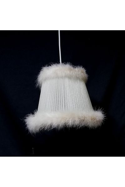 TEKAY AYDINLATMA Cream Feather Chandelier Children's Room Chandelier 25 Diameter