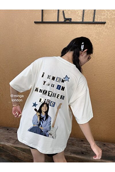 Minga London Tricou alb unisex oversize cu imprimeu Billie Eilish Alphabet De...