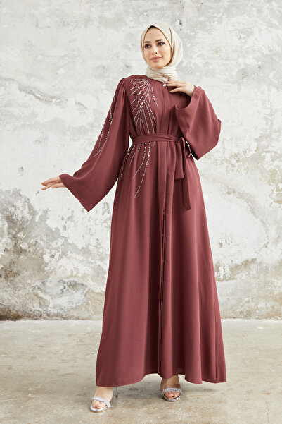 VAVİNOR Viona Stoned Abaya - Αποξηραμένο τριαντάφυλλο