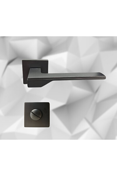almital mobilya aksesuarları furniture accessories Stilo Antrasit 5 Adet Oda 2 Adet Wc Kare Rozetli Kapı Kolu Set