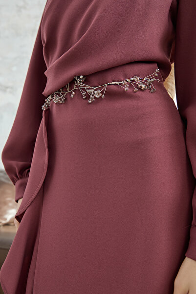 VAVİNOR Βραδινό Φόρεμα με Φούστα Flounce - Αποξηραμένο τριαντάφυλλο