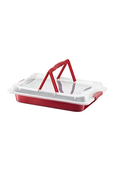 Ambition Tava copt cu capac plastic 49x29cm, cu invelis Non-stick, Cherry