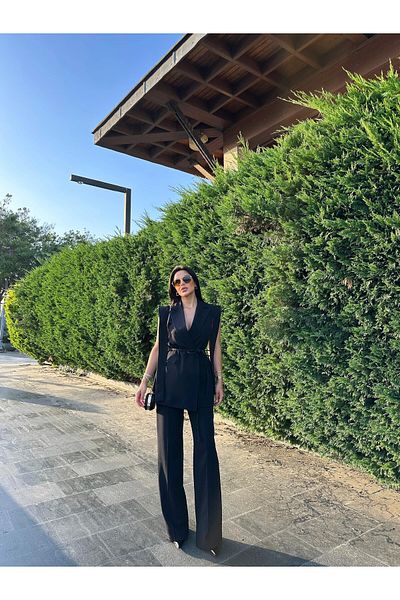 buqre's moda Tie-Up Double Belted Blazer Vest Pants Suit