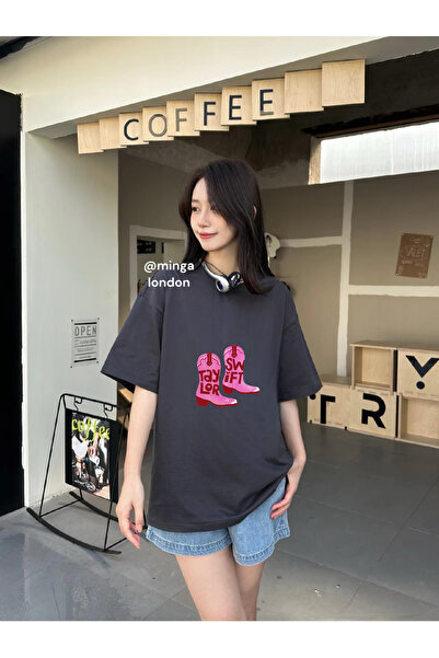 Minga London تي شيرت سموكد تايلور سويفت 22 مطبوع من الأمام/الخلف للجنسين -Min...