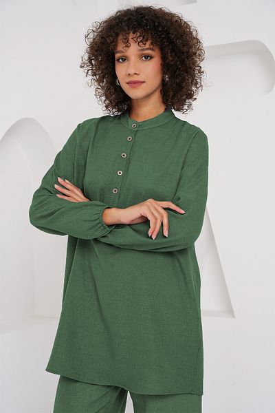 Bigdart Emerald Green 6678 Комплект от две части туника и панталон от лен