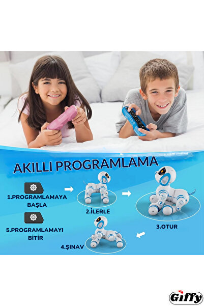 giffy Oyuncak Full Fonksiyon Uzaktan Kumandalı El Sensörlü Şarjlı Işıklı Müzikli Dansçı Robot Köpek