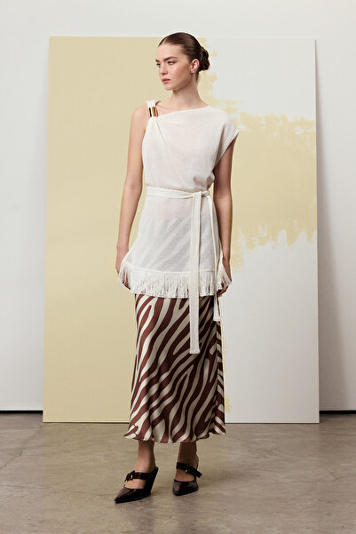 Berr-ın Асиметрична трикотажна блузка Екру Ренке