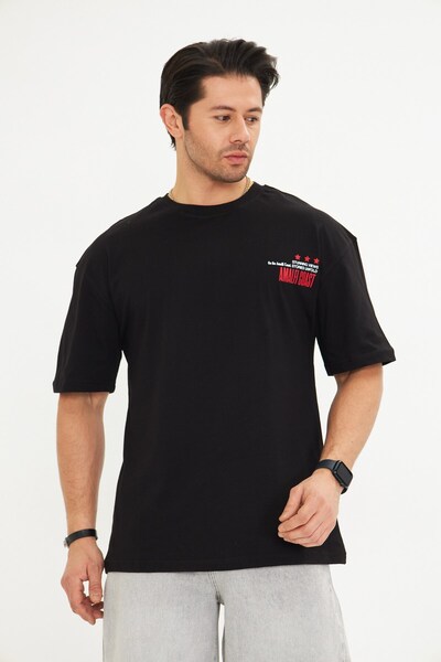 GIA - ART Tricou cu imprimeu supradimensionat pentru bărbați, din bumbac, cu ...