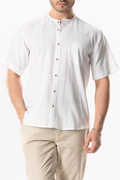 Eliş Şile Bezi Κοντό μανίκι ύφασμα Sili - Πλήρωμα με μονή τσέπη - καλοκαιρινό πουκάμισο