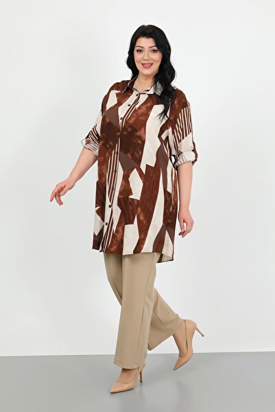 By Alba Collection Жіноча туніка великого розміру з бавовняного віскозу з візерунком табу