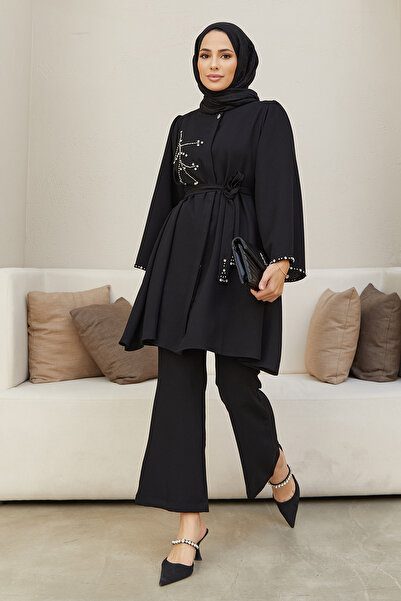 VAVİNOR Luna Taş Işlemeli Takım - Siyah