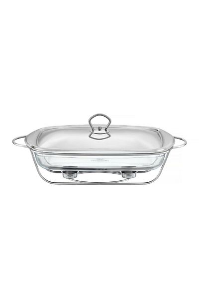 Ambition Vas termorezistent cu incalzitor 3.6L, suport si capac argintiu, chafing dish, Helios