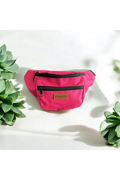 Moserini Unisex Patterned Shoulder and Waist Bag - Fuchsia