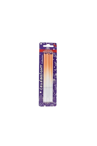 BM GİFT DESİGN Set 6 lumânări pentru tort, Celebright, somon degrade, bază albă, 15 cm