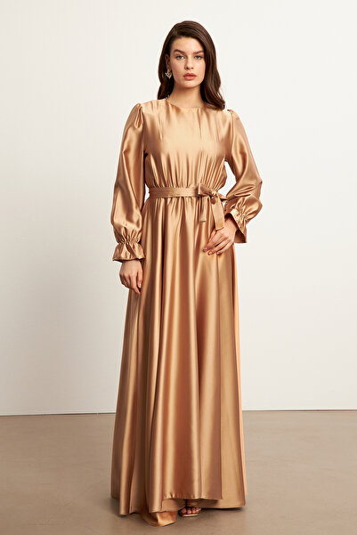 VAVİNOR Σατέν Φόρεμα Liza Sash - Χρυσό
