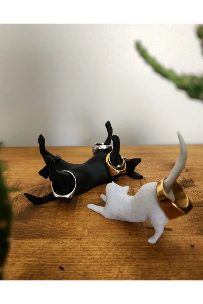 Cypnova Double Cat and Dog Themed Ring Stand
