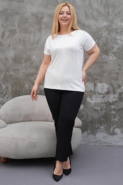 Siyezen Plus Size Bat Sleeve Stone Blouse