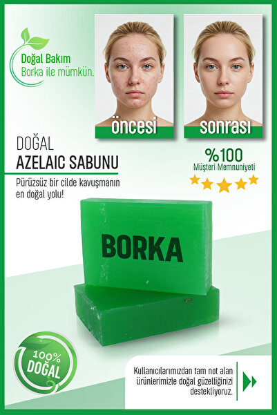 BORKA Azelaic Yüz Temizleme barı leke karşıtı acid asit sabunu gözenek sıkıla...