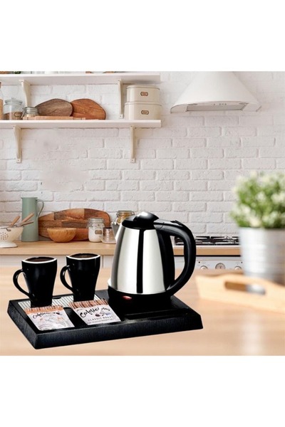 TOSCANA U Hotel Set Electric Kettle 1.2 Liter 1350 Watts with 2 Ceramic Cups and Tray