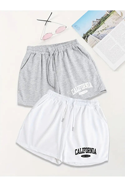 Karatopak شورت كاليفورنيا ويست كوست مطبوع مكون من قطعتين شورت صيفي مريح للجنسين