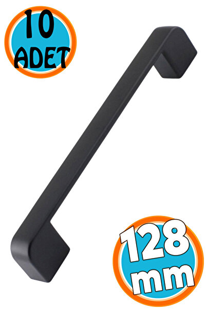 NZB Mobilya Banyo Mutfak Dolabı Çekmece Dolap Kapak Kulpu Kulbu Siyah 128 mm Metal Kulp 10 Adet