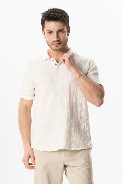 Eliş Şile Bezi Το Summer Red είναι ένα ανοιχτό λευκό μπλουζάκι KrkByz Polo Collar Mobile Manufacturing