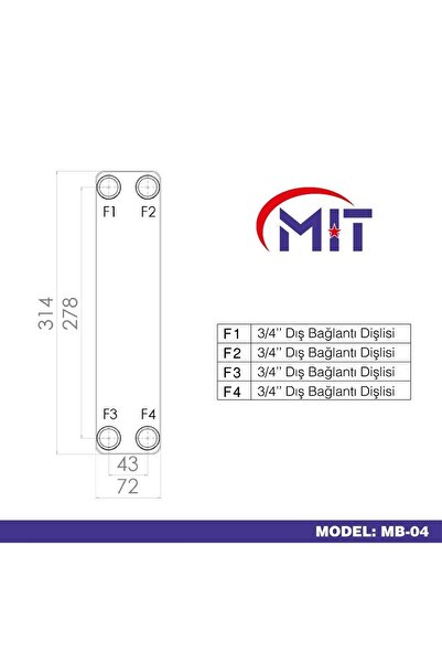 MIT Mb-04 Lehimli Tip Plakalı Isı Eşanjör (20 PLAKALI)