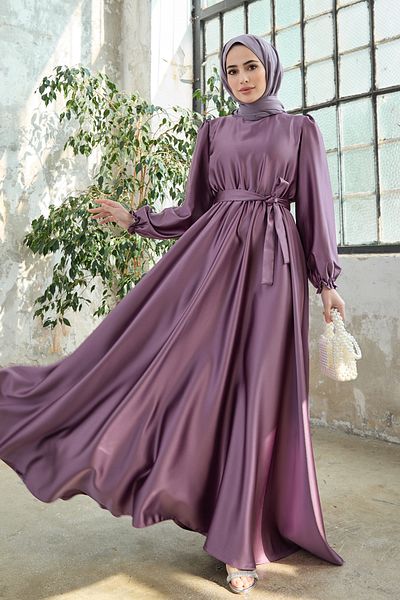 VAVİNOR Rochie din satin cu curea Liza - Liliac