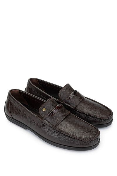 Tamer Tanca Men's Genuine Leather Brown Loafer Shoes