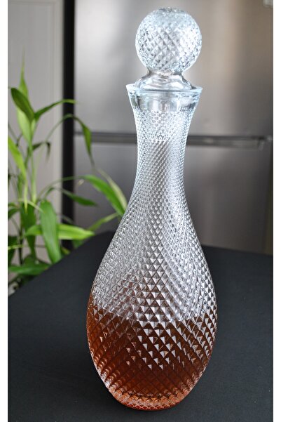 Qualitev El Yapımı Cam Kapaklı Sürahi 1 Litre Şerbetlik Karaf