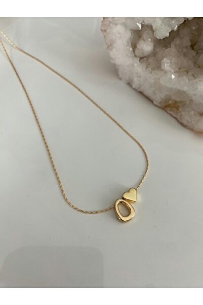 gabies قلادة على شكل حرف O مع قلادة على شكل قلب واسم الأولي بتصميم رفيع وقلاد...