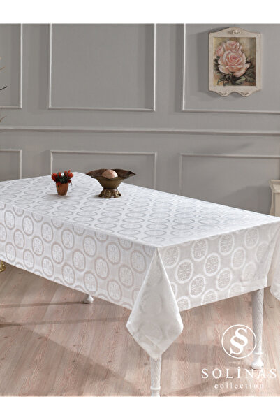Solinas Collection مفرش طاولة قطن جاكار كريمي من نينا