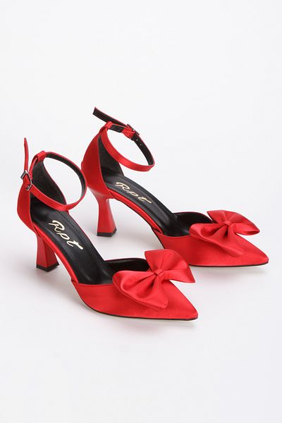 AYDOĞDU by ünal Bow Satin Heeled Shoes - 4073