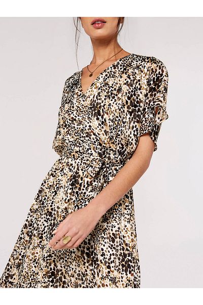 Apricot Aquarell Wickel Midikleid