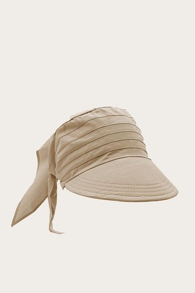 Külah Women's Safari Tie-Up Scarf with Brim Bandana Beach Hat - Ecru