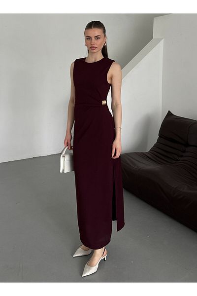 Laluvia Rochie cu cataramă aurie prune - 3269