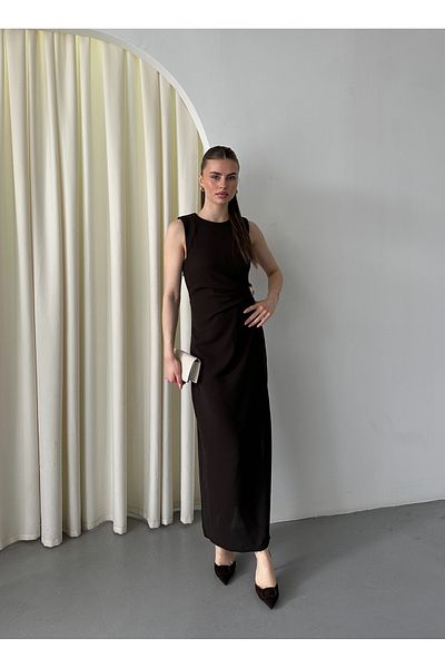 Laluvia Καφέ χρυσό φόρεμα με πόρπη - 3269