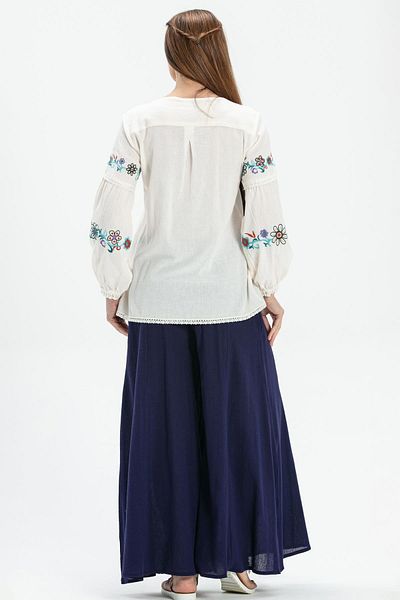 Eliş Şile Bezi Μακρυμάνικο ύφασμα Şile - Ayşe Summer Blouse - Cream Krm