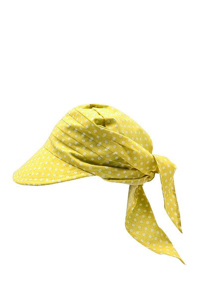 Külah Women's Tie-Up Scarf Brim Yellow Patterned Beach Hat