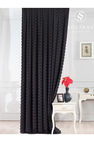 Solinas Collection Κουρτίνα φόντου Paris Black 1 X 3 με πτυχωτό πτυχώμα - Μονό φτερό